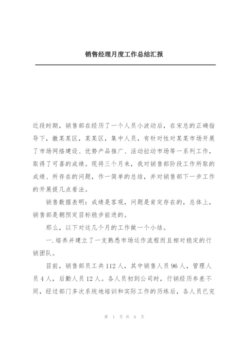 销售经理月度工作总结汇报.docx