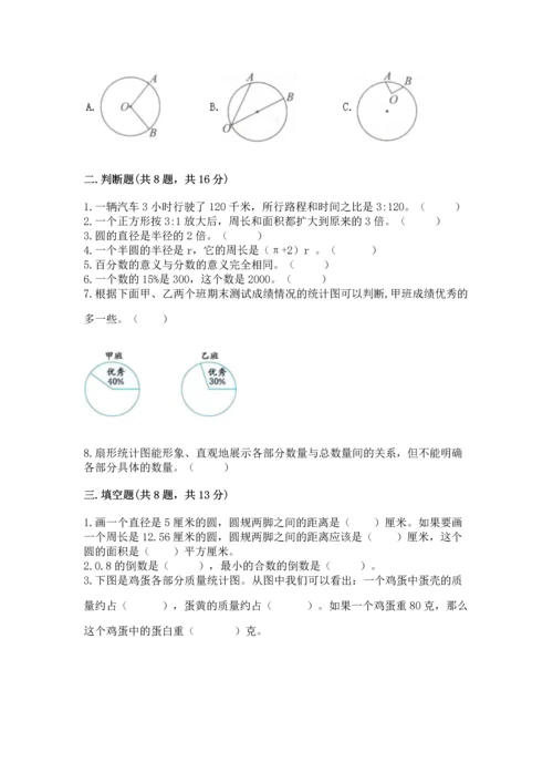 小学六年级上册数学期末测试卷带答案（研优卷）.docx