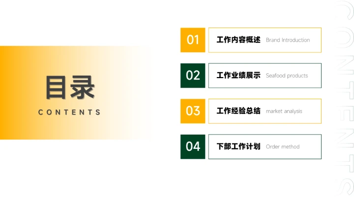 黄绿简洁风格年终总结汇报PPT模板