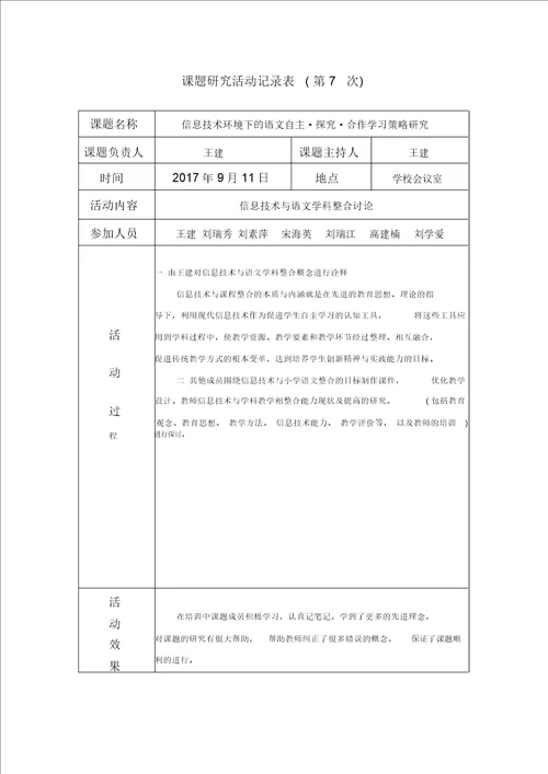 6.课题研究活动记录表