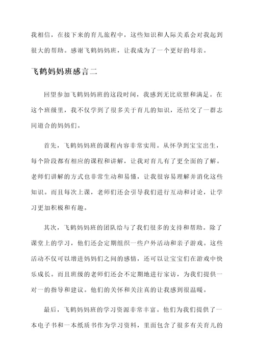 飞鹤妈妈班感言