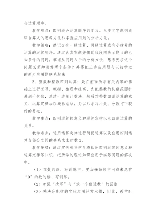 人教版数学四年级下册教学计划.docx