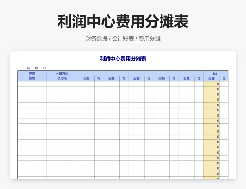 利润中心费用分摊表