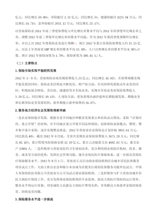 20122013年青海省保险业运行形势分析与预测.docx