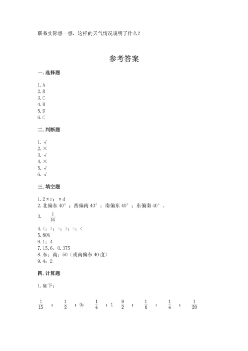 人教版六年级上册数学期末测试卷附答案（完整版）.docx