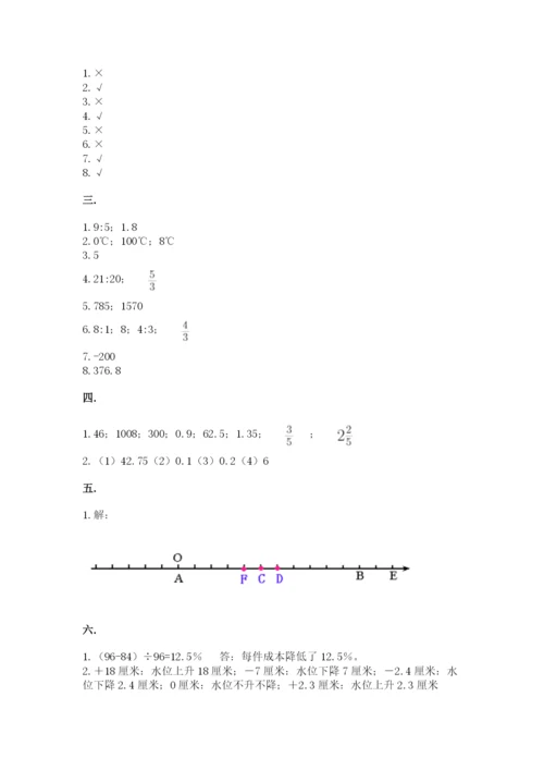 人教版数学小升初模拟试卷【考试直接用】.docx