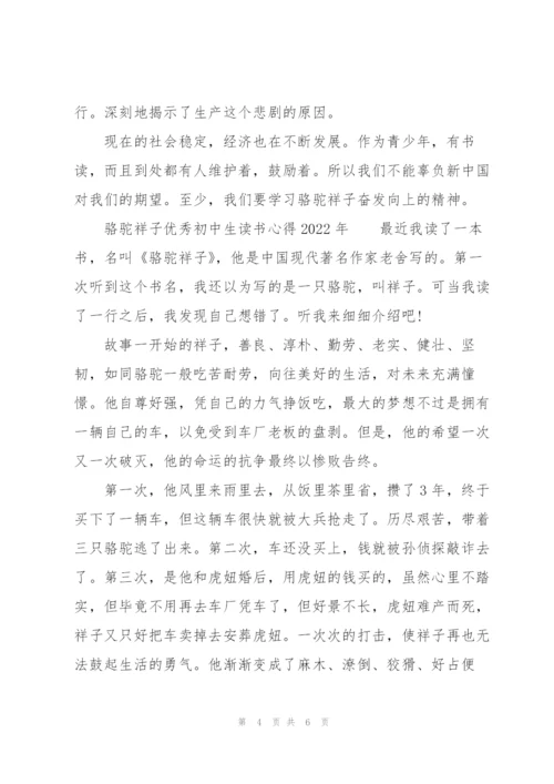 骆驼祥子优秀初中生读书心得2022年.docx