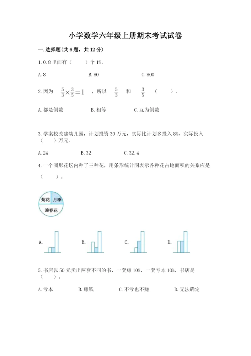 小学数学六年级上册期末考试试卷及答案（网校专用）.docx