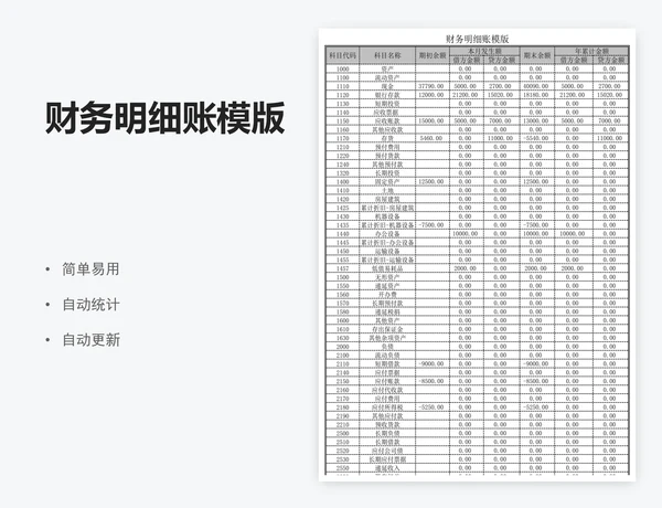 财务明细账模版