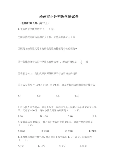 沧州市小升初数学测试卷a4版.docx
