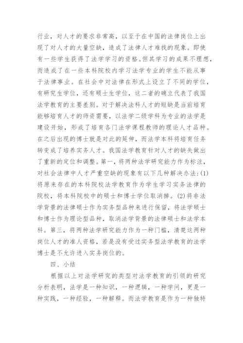 论述法学研究的类型对法学教育的影响论文.docx