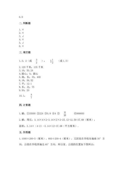 人教版六年级上册数学期末测试卷及答案【夺冠系列】.docx