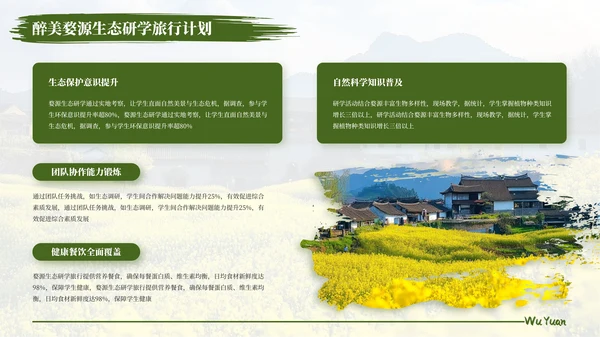 绿色醉美婺源生态研学旅行计划PPT模板