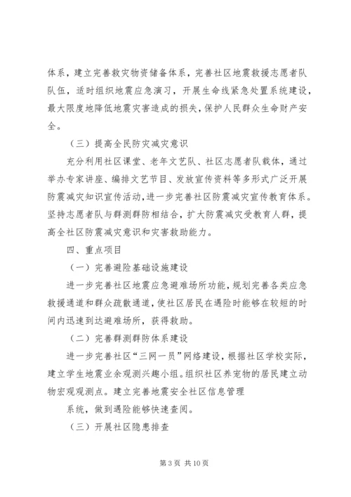 篇一：（防震减灾）社区防灾减灾工作计划.docx