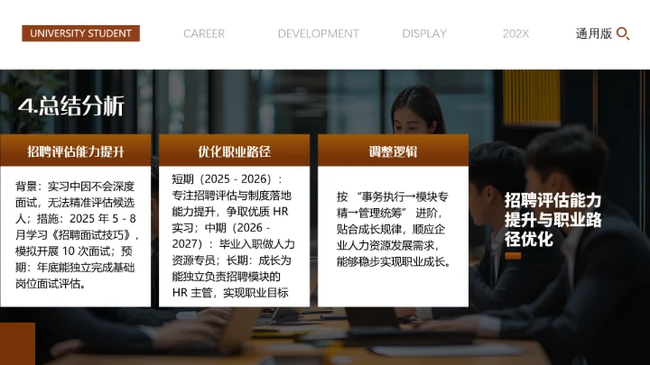 专业通用版大学生职业生涯规划发展展示PPT模版2