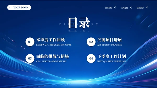 蓝色商务科技风汇报总结通用PPT模板