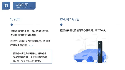 尼古拉.特斯拉世界人物生平名人介绍PPT模板