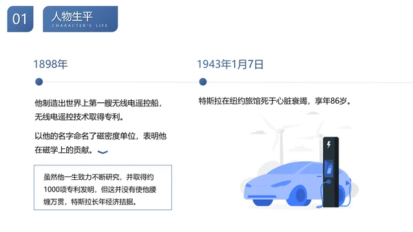 尼古拉.特斯拉世界人物生平名人介绍PPT模板