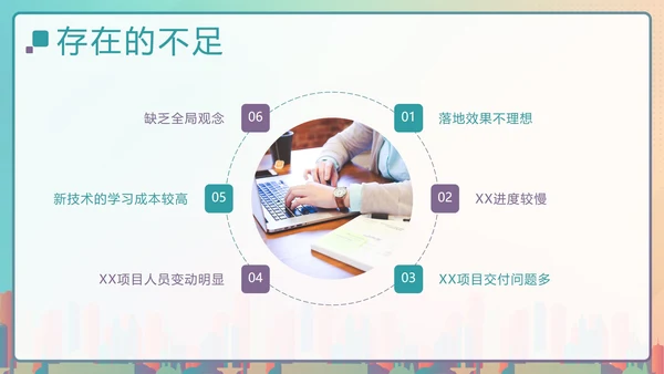 彩色渐变剪影项目经理年终总结汇报带内容PPT模板