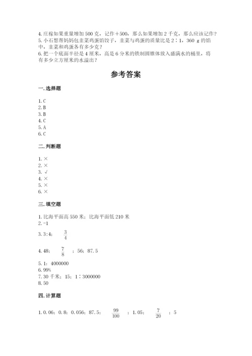 人教版六年级下册数学期末测试卷及答案【考点梳理】.docx