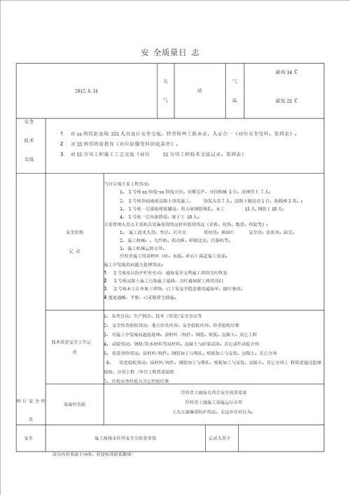 安全日志范本