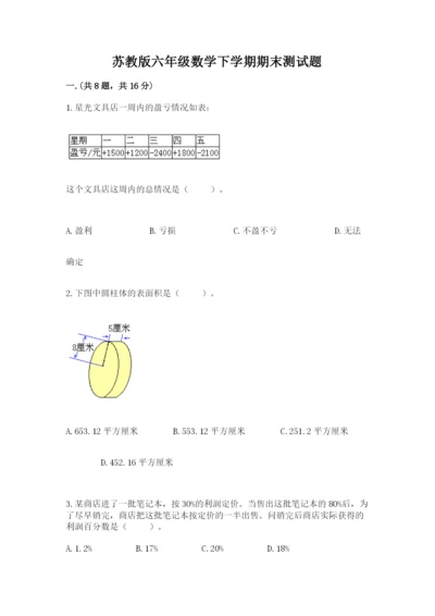 苏教版六年级数学下学期期末测试题附答案（黄金题型）.docx