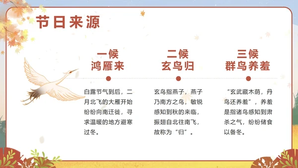 棕色卡通秋天二十四节气之白露带内容PPT模板