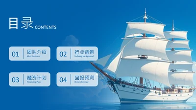 蓝色商务风图文排版目录页