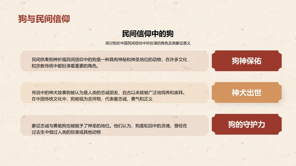 红色生肖狗中国风寓言解析PPT模板