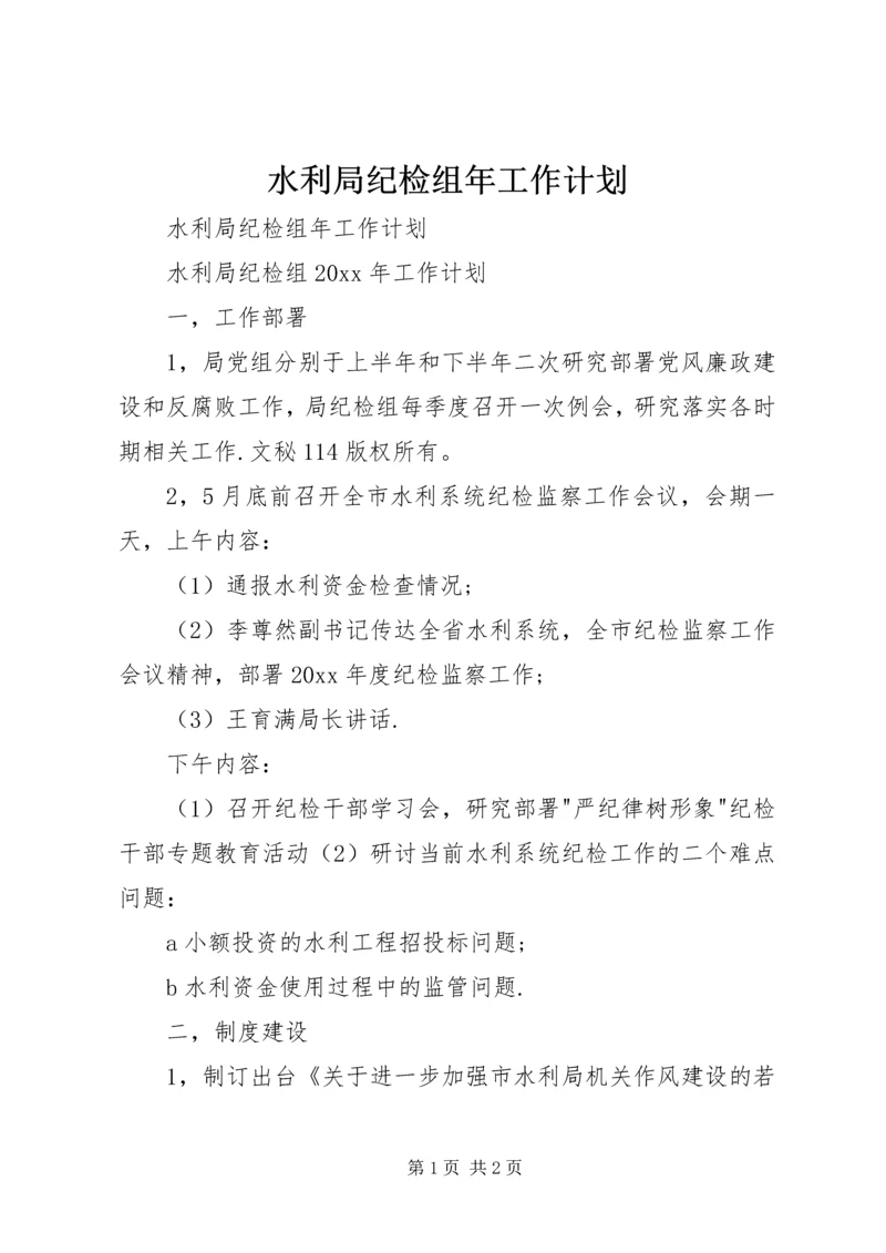 水利局纪检组年工作计划 (3).docx