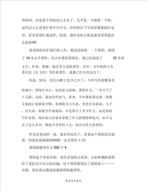 暑假的趣事作文500字