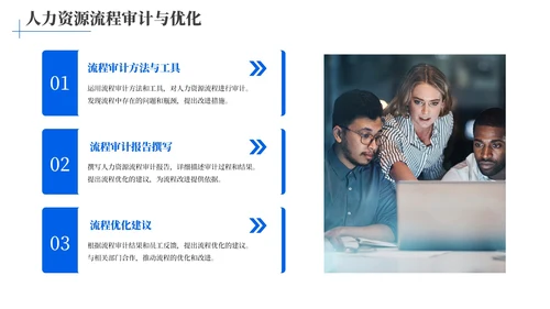 蓝色简约风人力资源审计专员工作总结