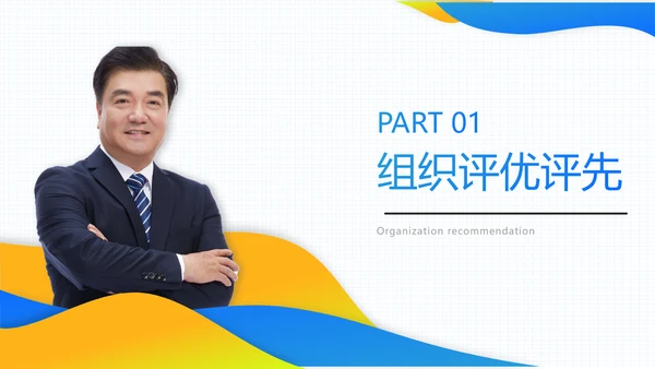 蓝橙色渐变组织评优评先总结汇报PPT套装