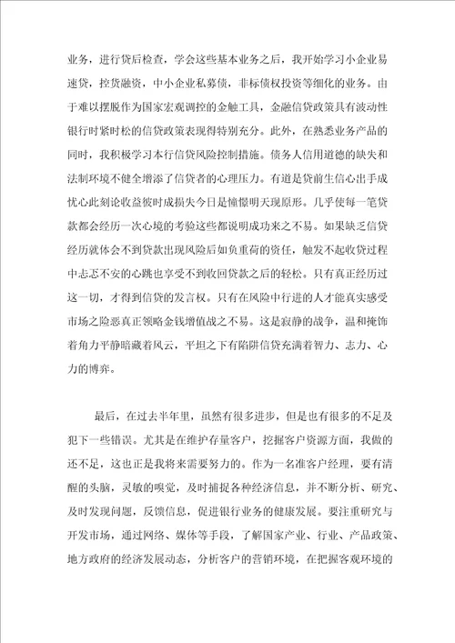 银行客户经理个人总结3篇1