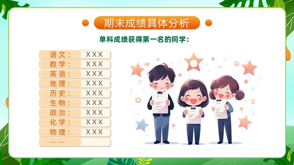小清新水彩风期末家长会ppt
