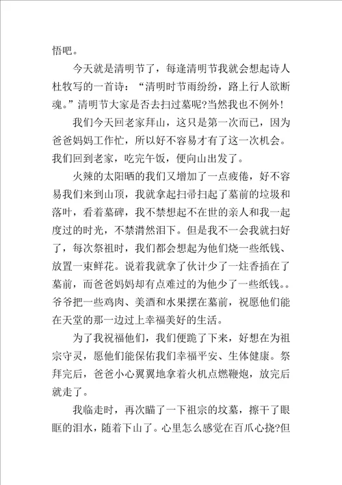 清明节感想作文500