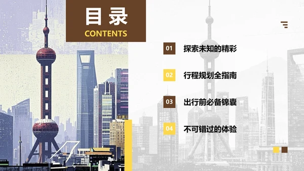 棕黄色复古风上海旅游攻略PPT模板