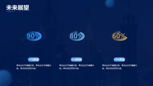 蓝金风格公司年会企业舞台商务大气通用PPT模板