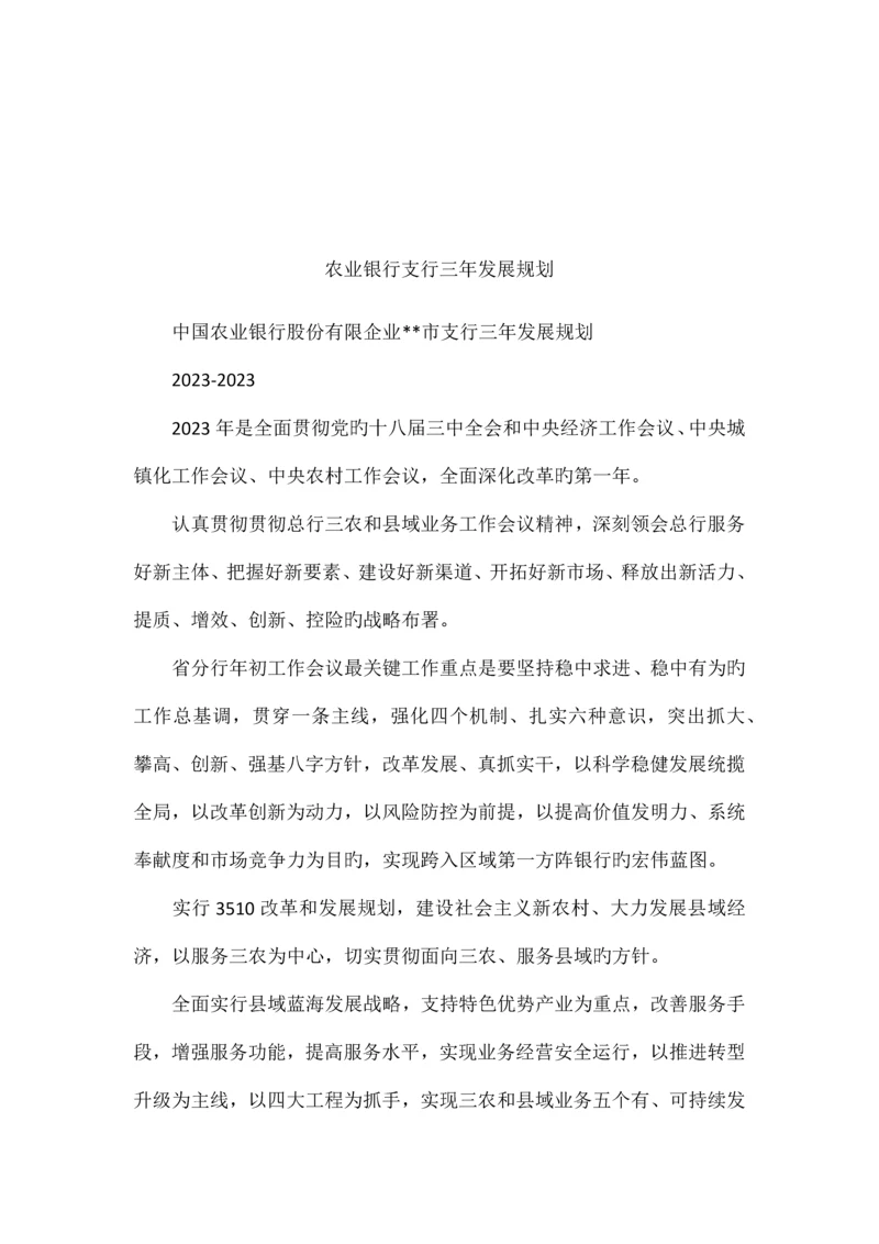 农业银行支行三年发展规划.docx