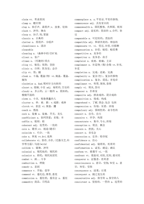 六级核心精选2000词汇表