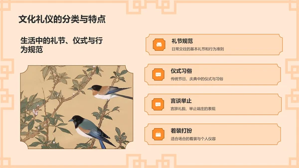 橙色水墨风文化礼仪PPT模板
