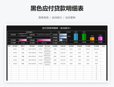 黑色应付贷款明细表