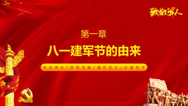 八一建军节致敬军人缅怀烈士通用PPT模板