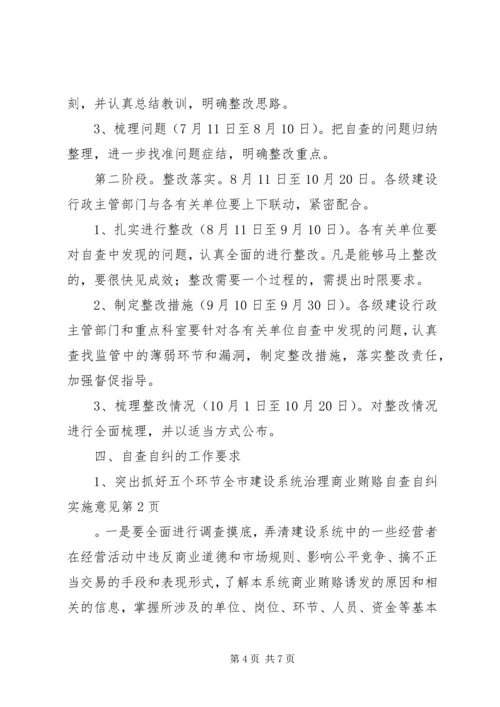 全市建设系统治理商业贿赂自查自纠实施意见 (3).docx