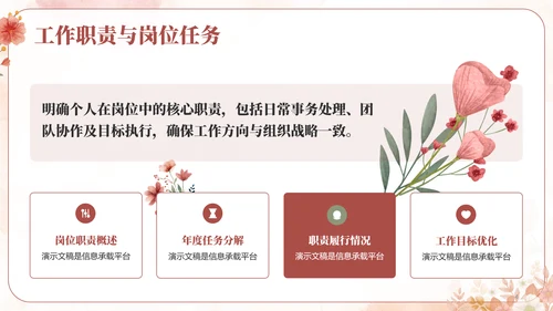 粉色小清新行业通用个人述职报告PPT模板