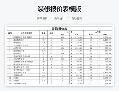 装修报价表模版