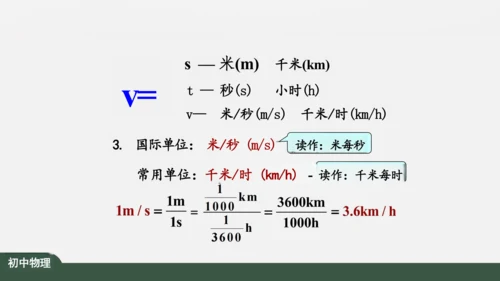 人教版 初中物理 八年级上册 第一章 机械运动 1.3 运动的快慢 课件（共34张PPT）