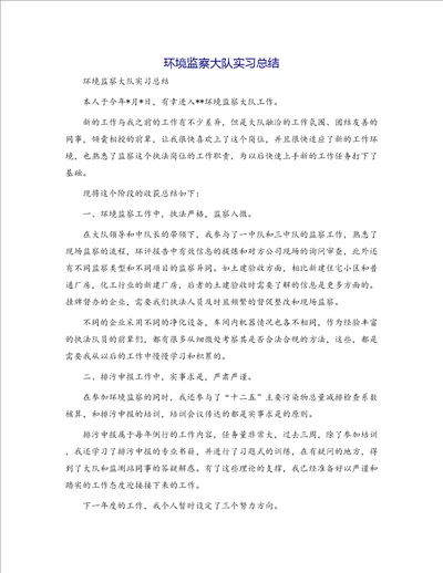 环境监察大队实习总结