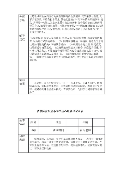 小学生心理辅导记录表共9页