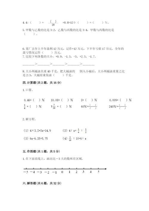 莱山区六年级下册数学期末测试卷带答案.docx